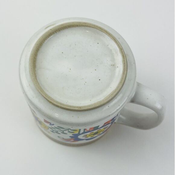 Vintage 60s/70s Retro Porcelain Blue Green Flower Power Mug Red Orange MCM Leaf - Picture 7 of 10